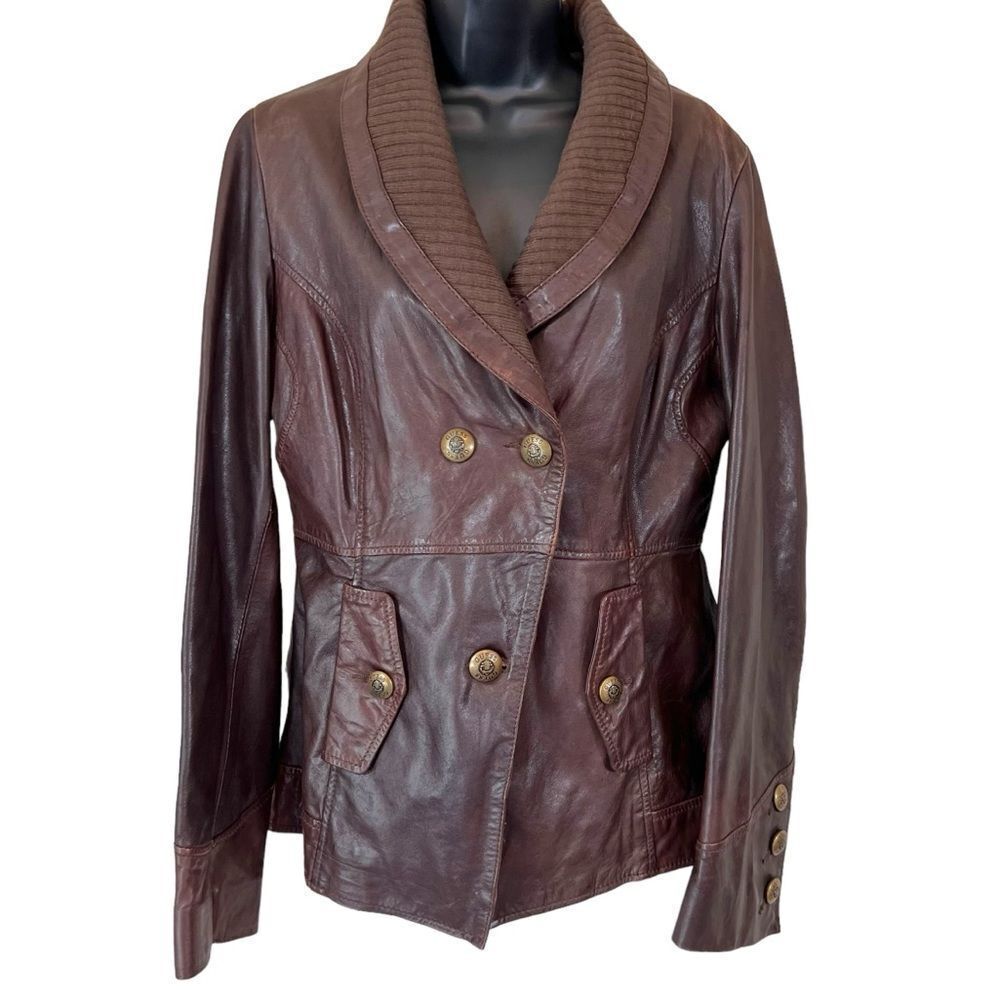 Vintage Guess Chocolate Brown Fitted Leather Jacket